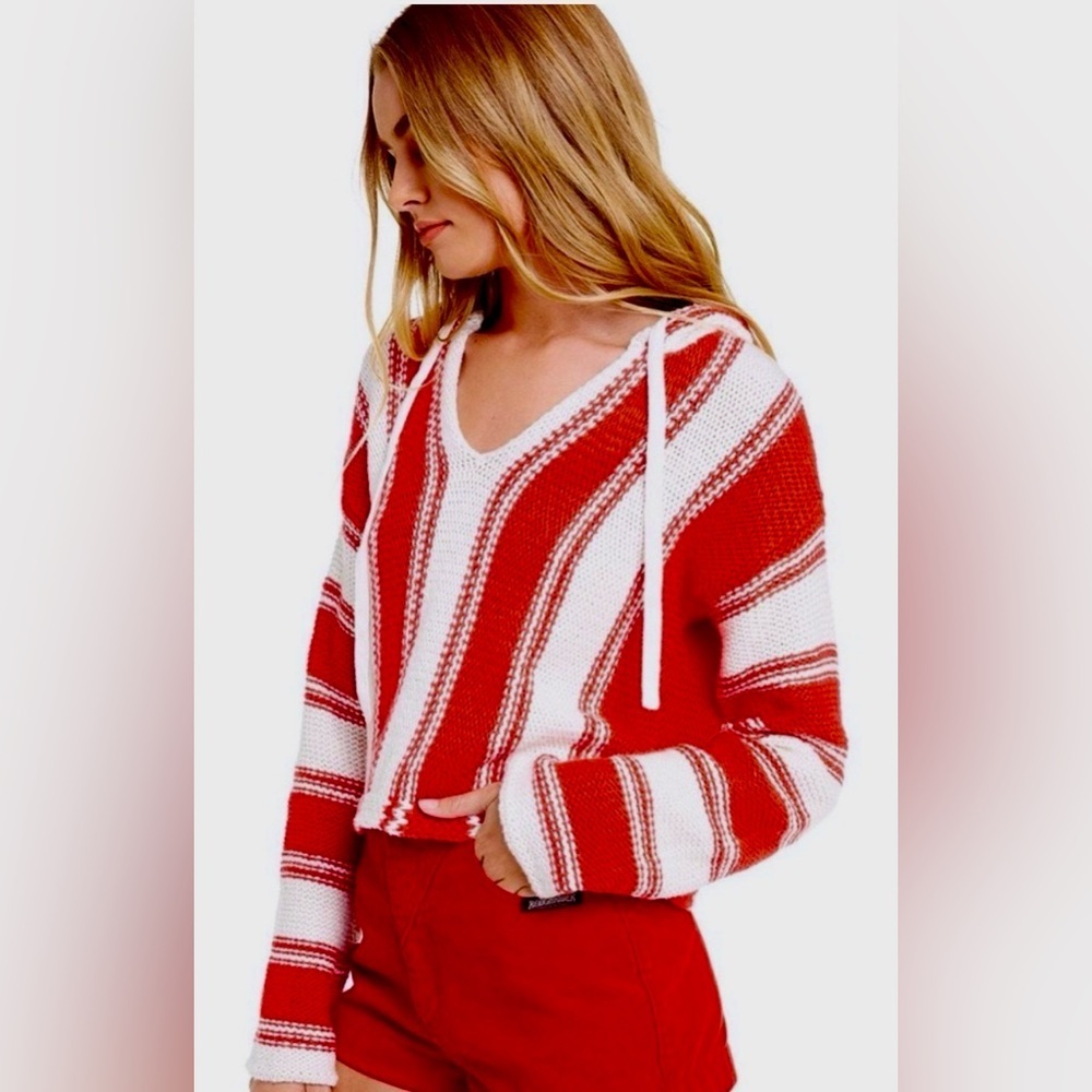 NWT Wildfox Chromatic Stroke Hermosa Sweater L Vintage Lace/Crimson $128 Retail! - Picture 5 of 10